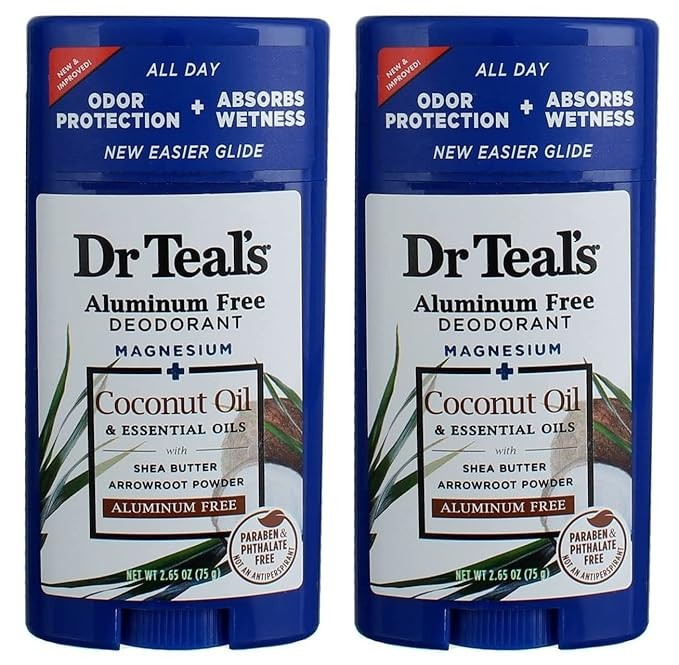 Dr Teal's Aluminum Free Deodorant - Coconut Oil - Paraben & Phthalate Free - 2.65 oz Pack of 2 | Amazon (US)