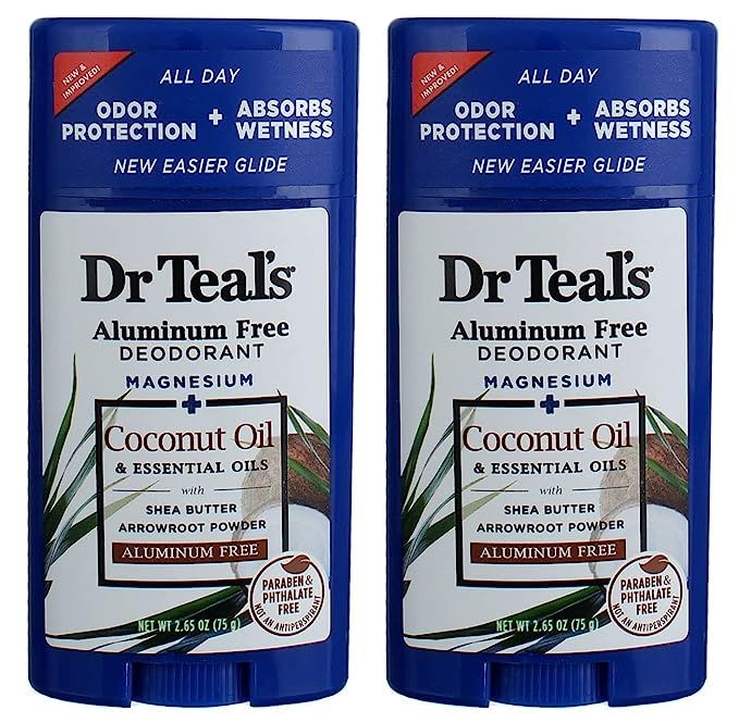 Dr Teal's Aluminum Free Deodorant - Coconut Oil - Paraben & Phthalate Free - 2.65 oz Pack of 2 | Amazon (US)
