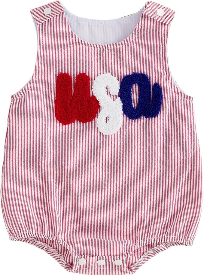 Amazon.com: Merqwadd Newborn Baby Boy Girl 4th Of July Outfit USA Bubble Romper Onesie Sleeveless... | Amazon (US)