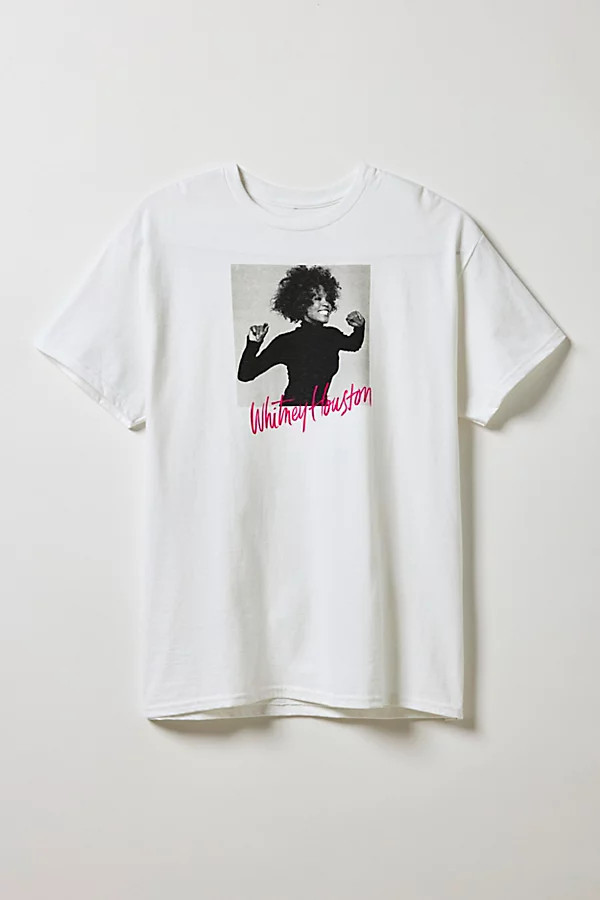 Whitney Houston Photo Graphic Tee in White, Men's at Urban Outfitters | Urban Outfitters (US and RoW)