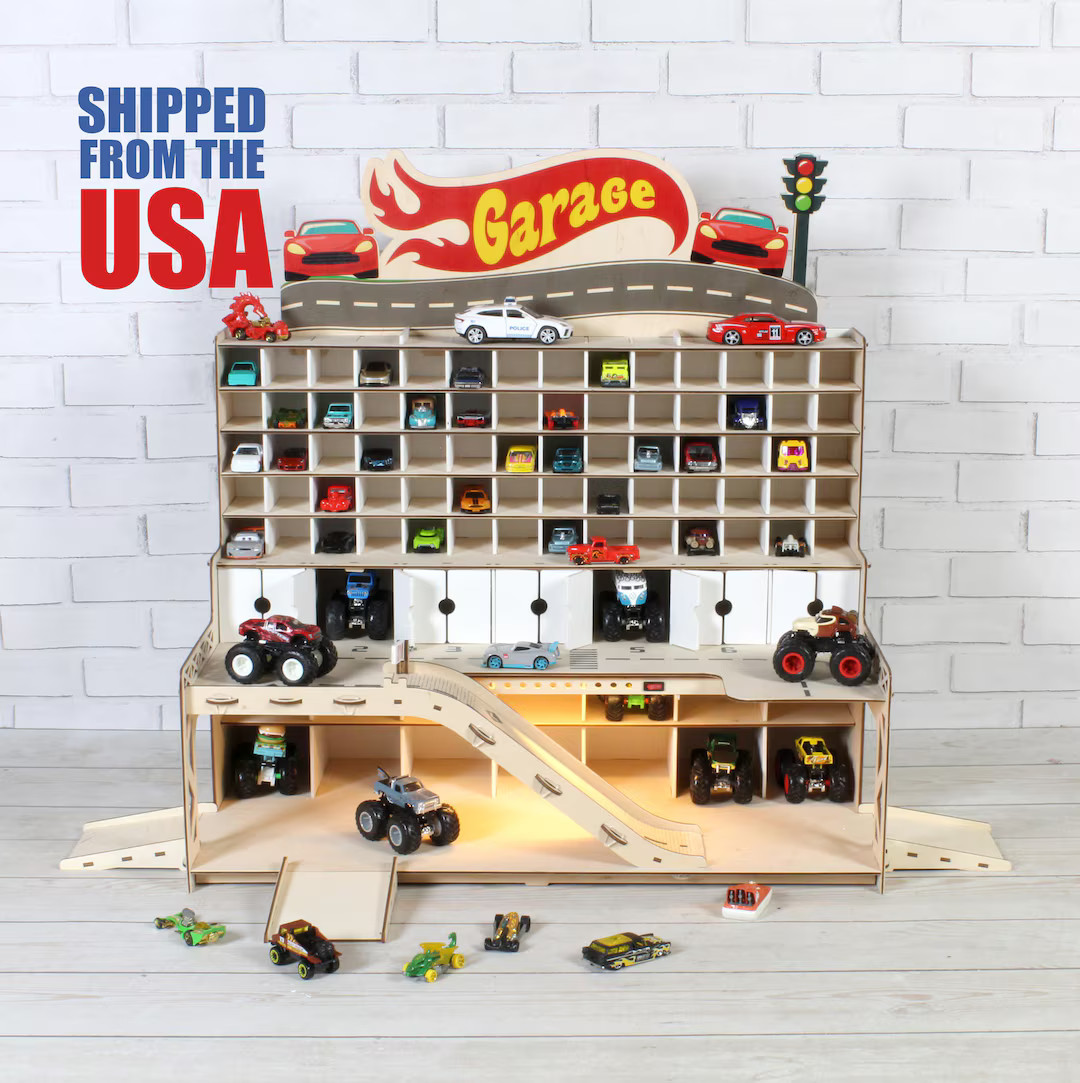 Toddler Boy Present, Toy Car Garage for 1/64 Scale Diecast Wheel Toys, Shipping From the US - Ets... | Etsy (US)