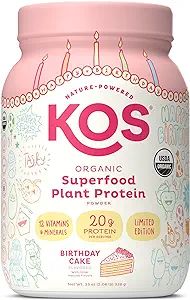KOS Limited Edition Plant Protein Powder, Birthday Cake - Organic Pea Protein Blend, Superfood Ri... | Amazon (US)