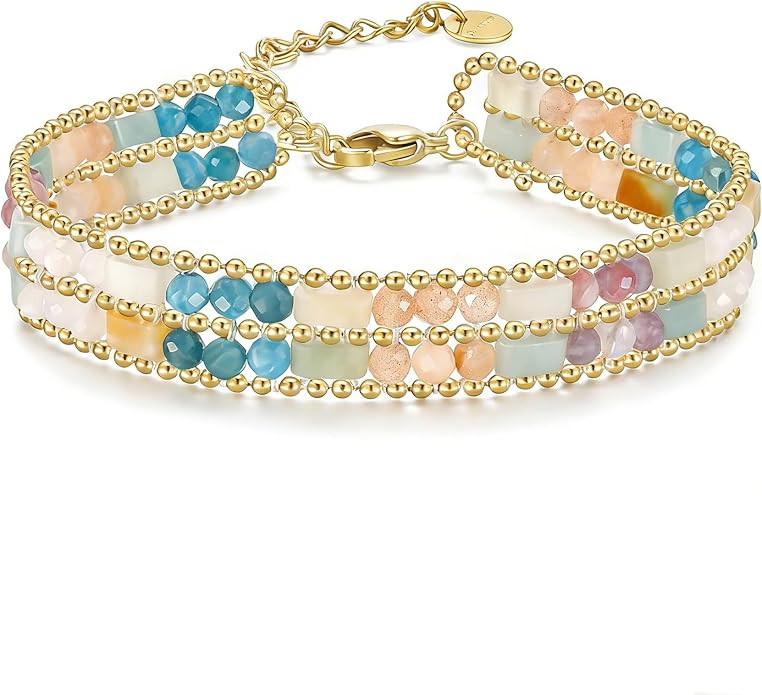 Boho Bracelets for Women Chakra Stackable Bohemian Bracelet Stack Energy Gemstone Crystal Healing... | Amazon (US)