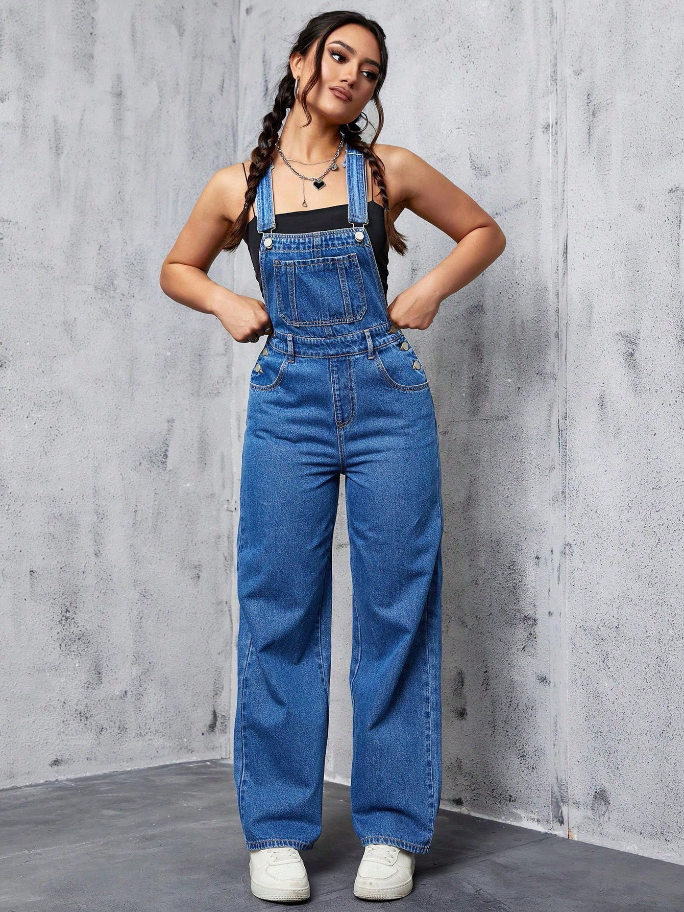 SHEIN EZwear Slant Pocket Denim Overalls Without Top | SHEIN USA | SHEIN