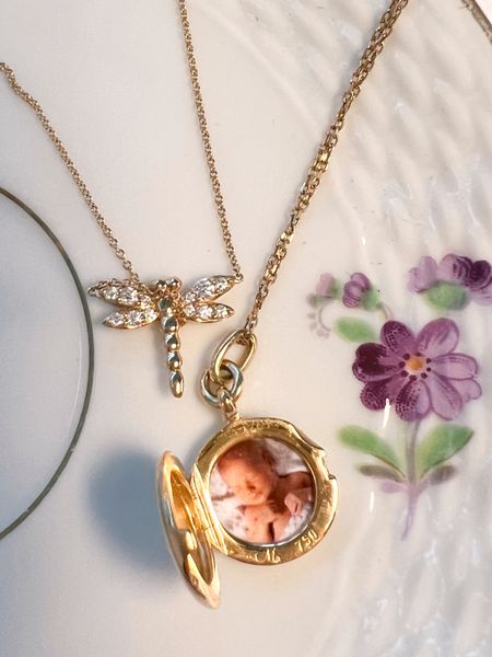 Gold locked and diamond dragonfly necklace 

#LTKfamily #LTKbaby
