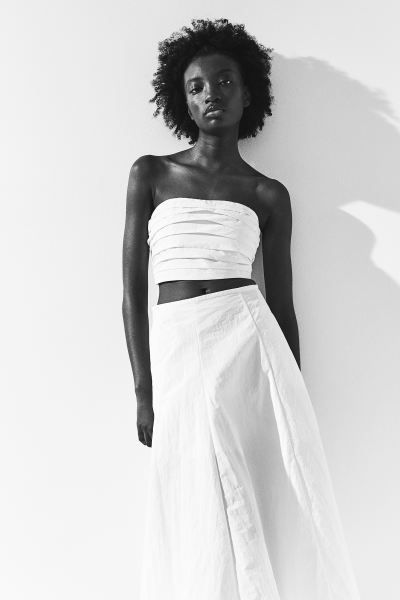 Cropped nylon bandeau top - White - Ladies | H&M GB | H&M (UK, MY, IN, SG, PH, TW, HK)