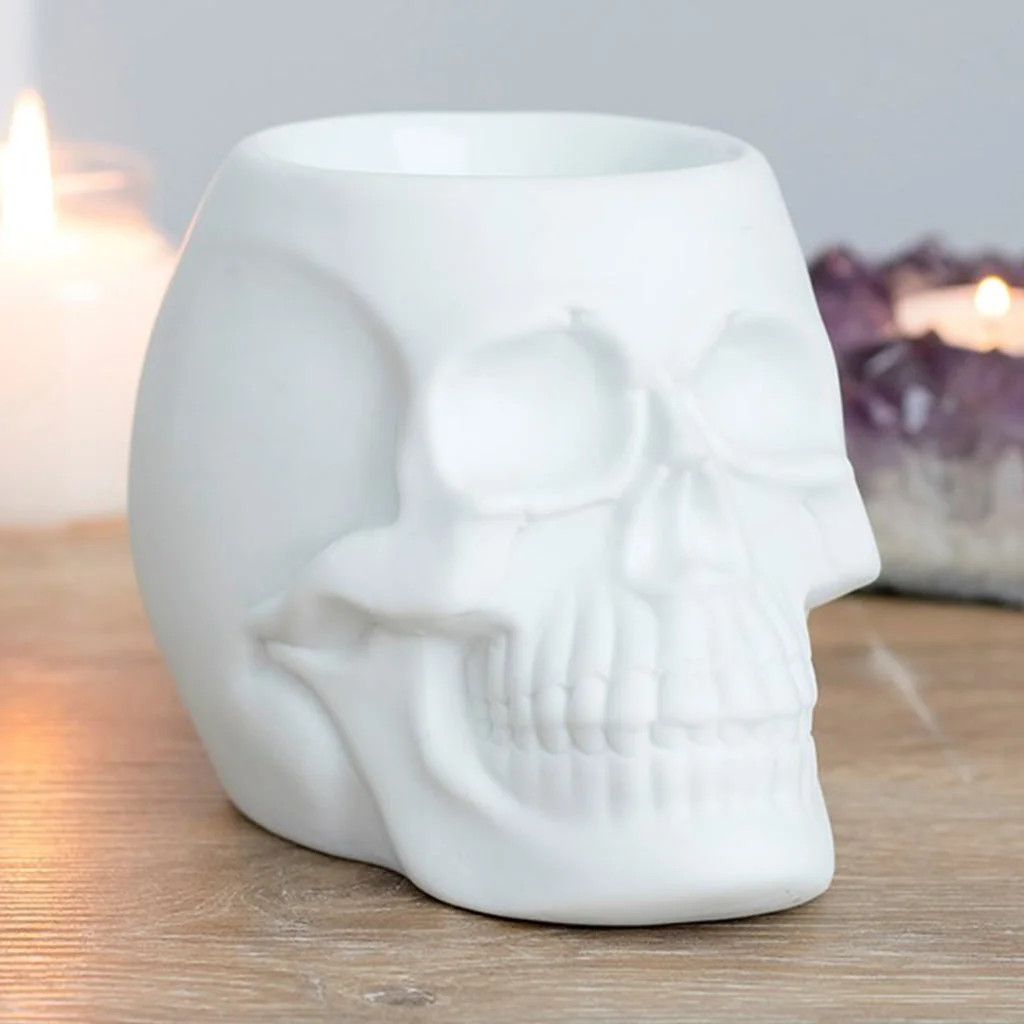Matte White Gothic Skull Skeleton Ceramic Votive Candle Essential Oil Warmer | Walmart (US)