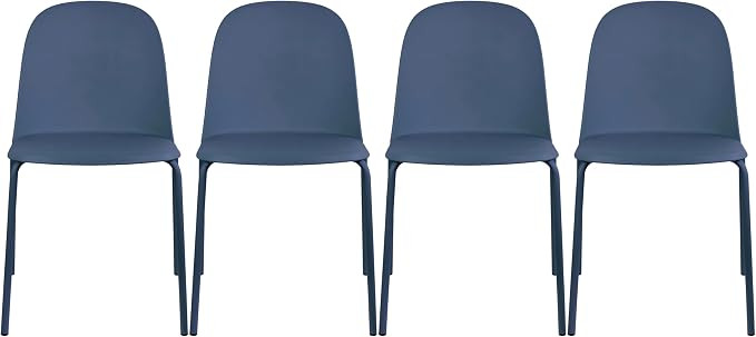 2xhome Set of 4 Modern Stackable Armless Dining Chairs | Plastic Shell Seat with Metal Legs | Ind... | Amazon (US)