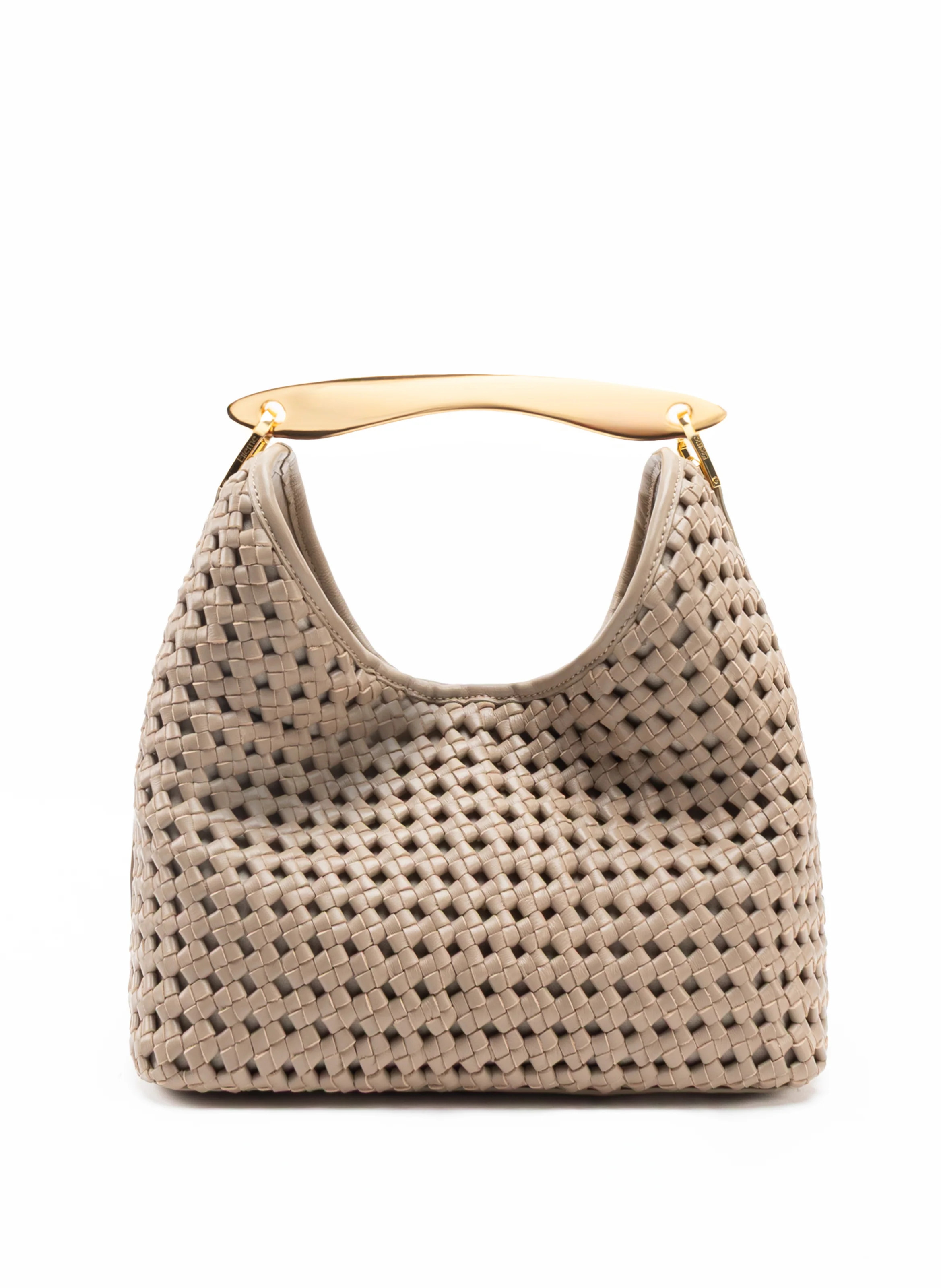Boomerang Woven Leather Taupe - Summer Woven Bag - Elleme | Elleme