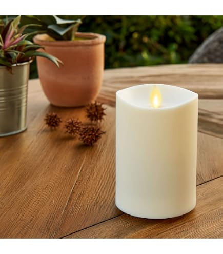 Luminara Outdoor Flameless Candle: Plastic Finish, Unscented Moving Flame Candle with Timer (5" I... | Amazon (US)
