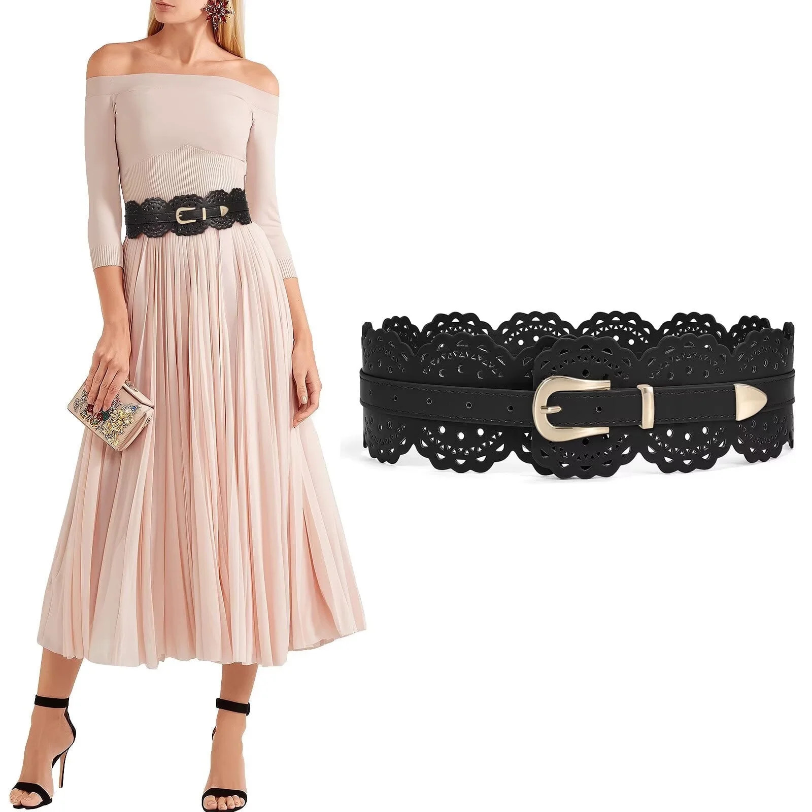 JASGOOD Wide Leather Belts for Women Obi Belt for Dresses Vintage Ladies Waist Belts | Walmart (US)