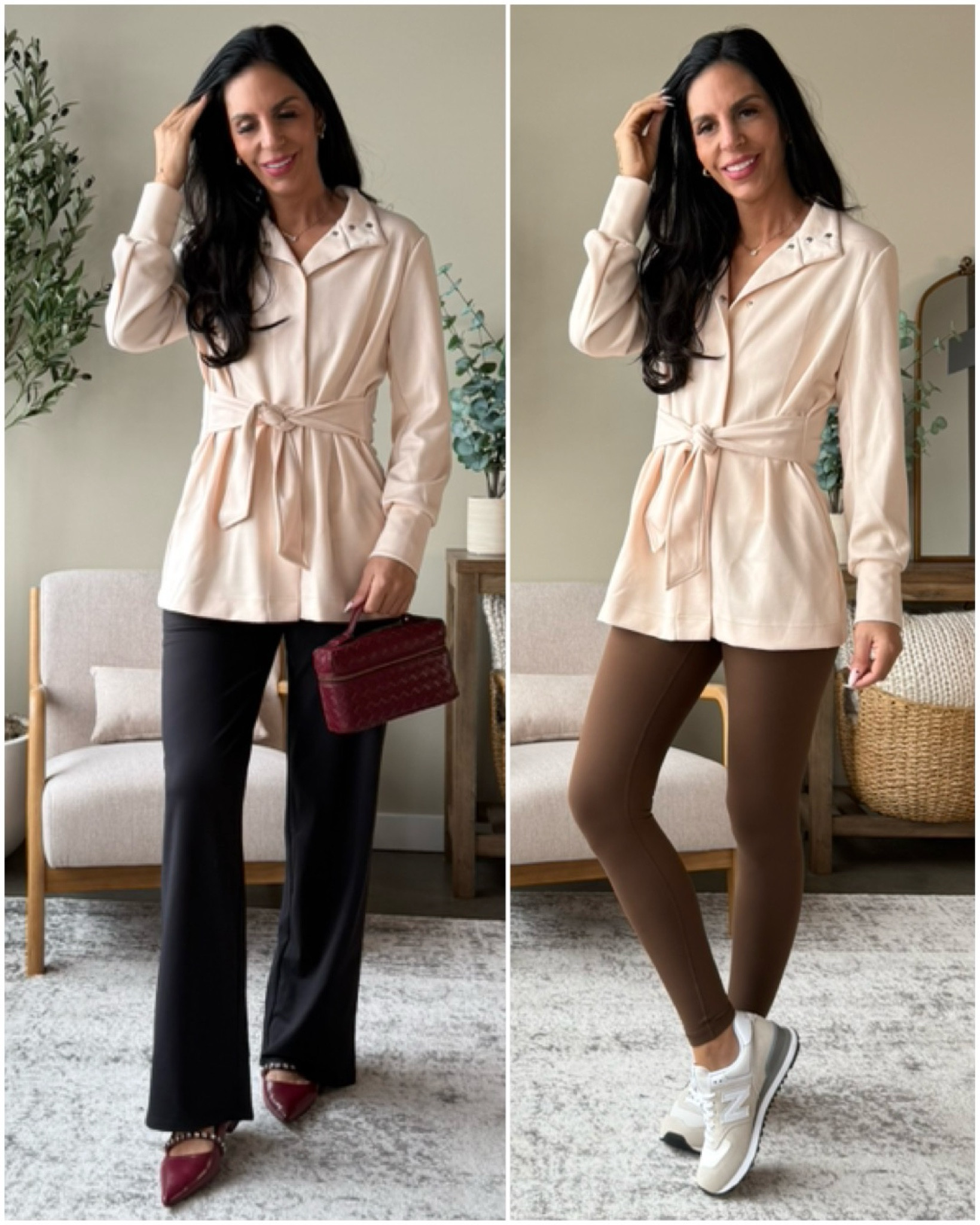 Varley Look for less work as workwear and casually 
Small top 
Pants- medium tall
Leggings - small 

#LTKU #LTKOver40 #LTKFindsUnder50
#LTKWatchNow #LTKU #LTKFindsUnder50