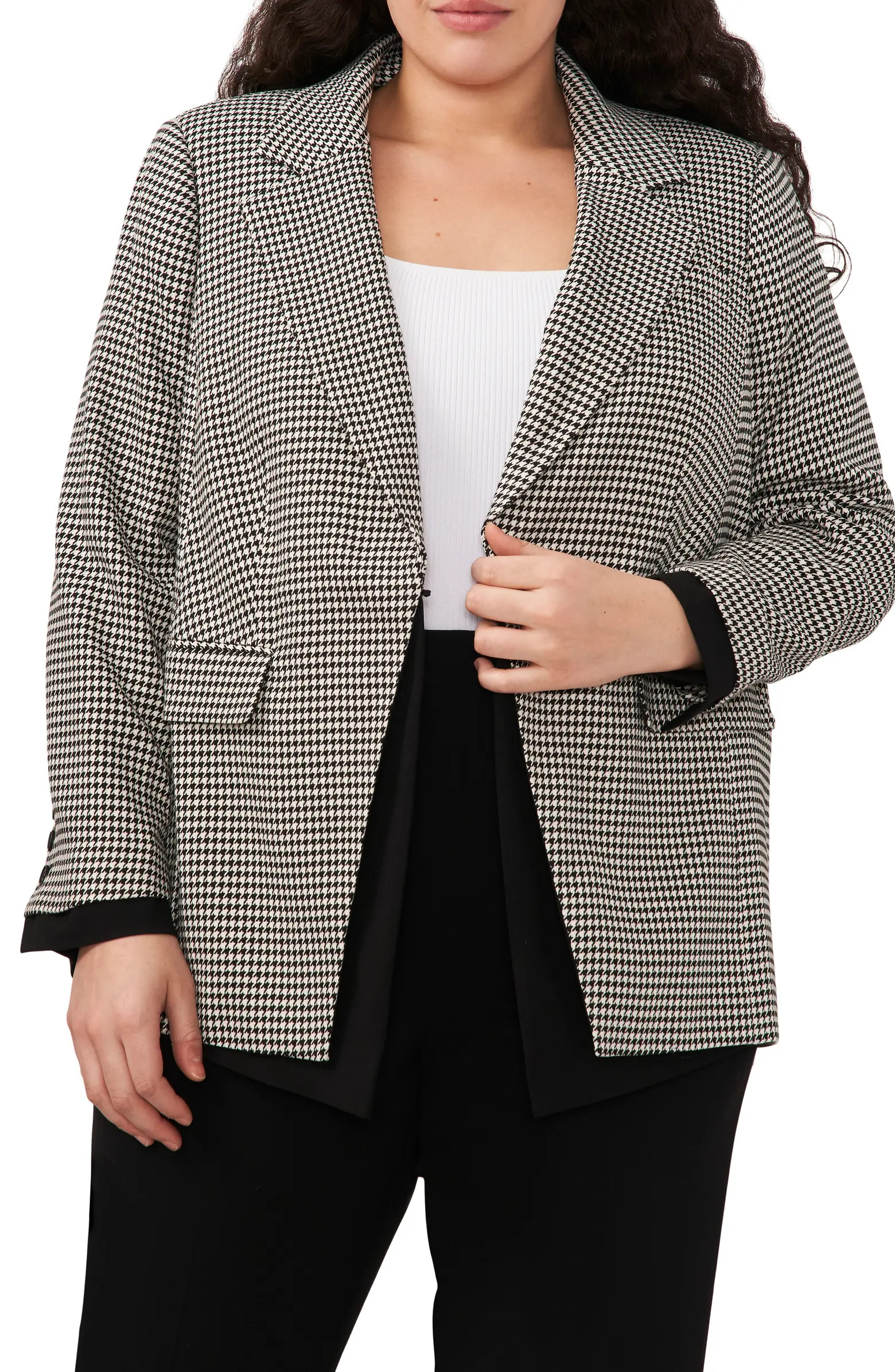 Halogen® Colorblock Houndstooth Open Front Blazer | Nordstrom | Nordstrom