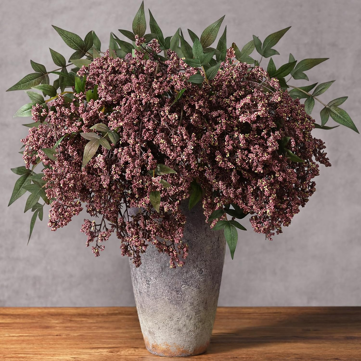 3Pcs 43In Faux Berry Stems, Artificial Nandina Fall Decor, Dusty Plum | Amazon (US)