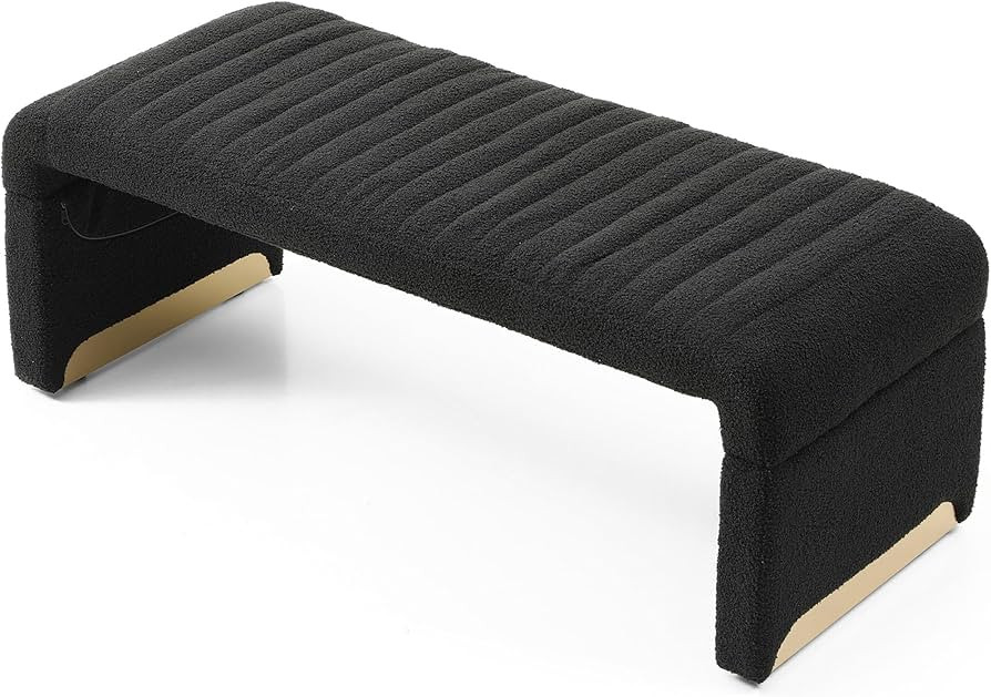 HANLIVES 47.2'' Arched Ottoman Bench,Modern Bed Bench with Boucle Fabric,Faux Fur Bed Bench for B... | Amazon (US)