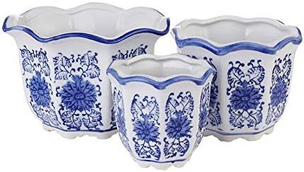 Blue and White Porcelain, HakkaGirl Flower Pots, Chinese Ceramic Planters for Decorative -Set of ... | Amazon (US)