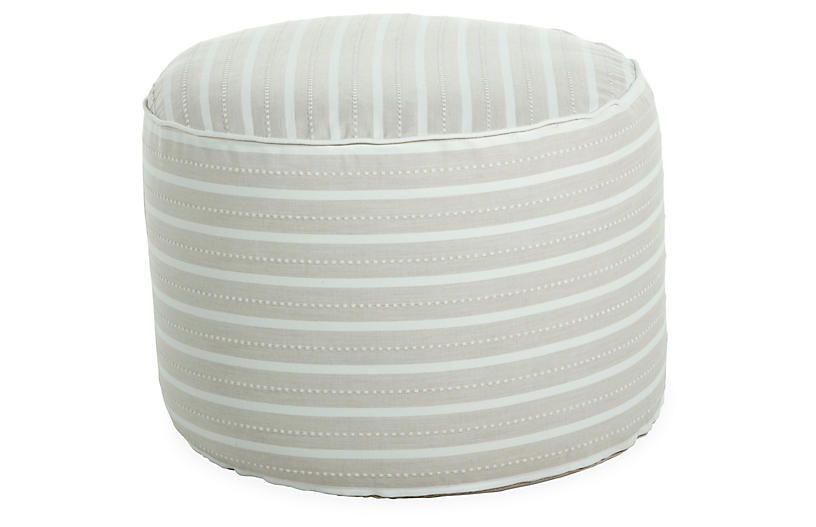 Lola Round Pouf, Taupe/White | One Kings Lane