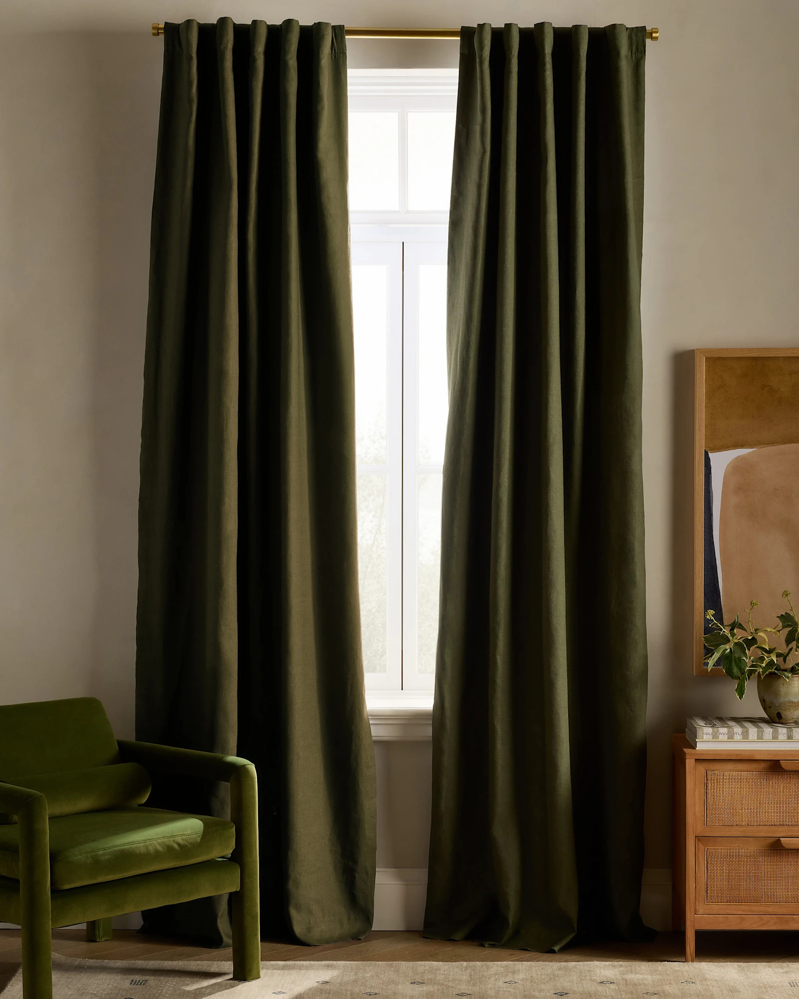 Quince | European Linen Room Darkening Curtain in Flax, Size 48x108 | Quince