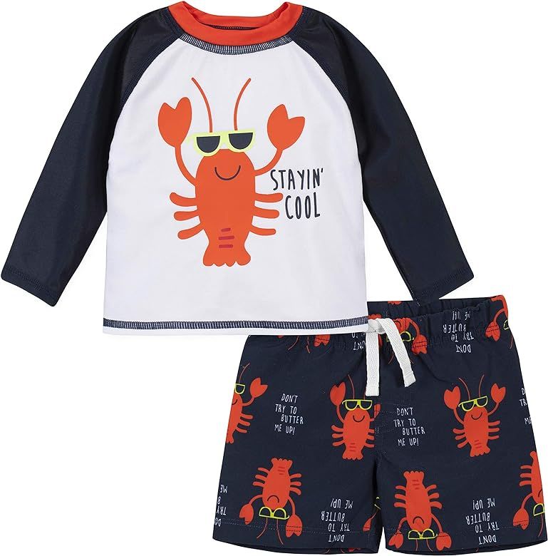 Gerber Baby-Boys Toddler Long Sleeved Rashguard Swim Bathing Suit Set | Amazon (US)