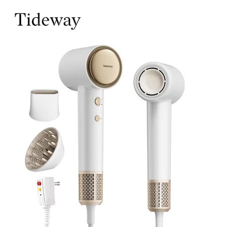 Tideway M02 High-Speed Hair Dryer with Diffuser, 110,000 RPM Brushless Motor, Ionic Care, 4 Heat Settings, Smart Thermo Control, Gold | Walmart (US)