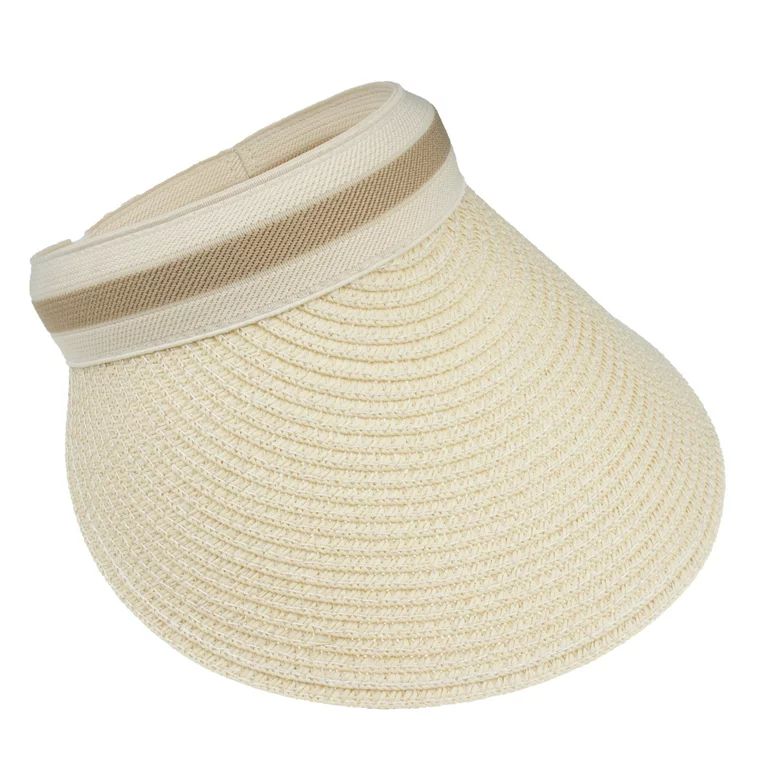Summer Wide Brim Straw Panama Sun Visor Golf Hats for Women Kids Cream | Walmart (US)