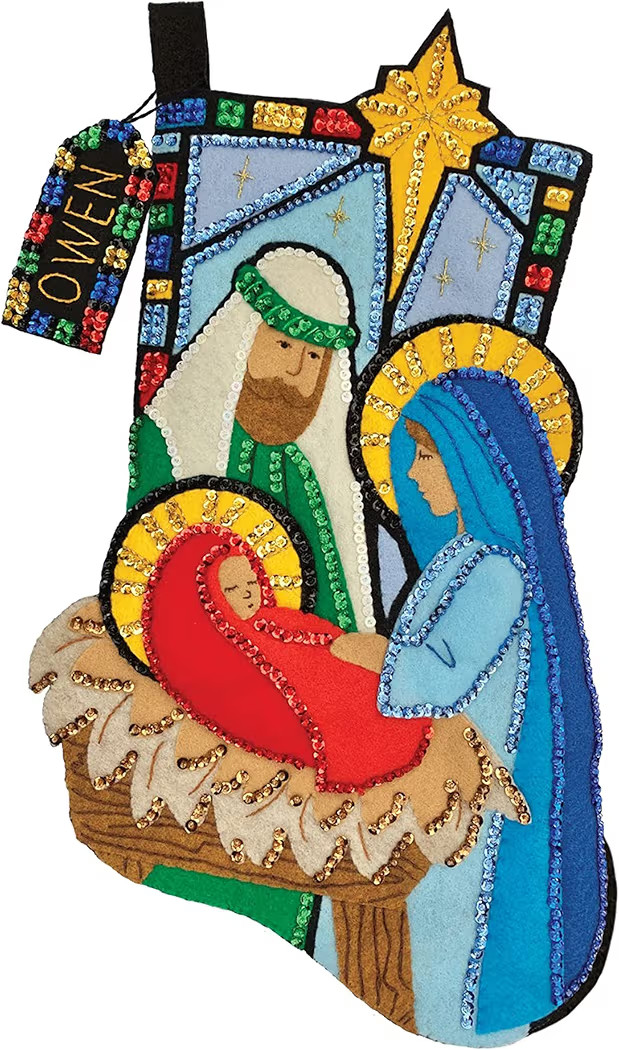 MerryStockings Newborn King 18" Felt Christmas Stocking Kit – DIY Nativity Embroidery Craft wit... | Amazon (US)