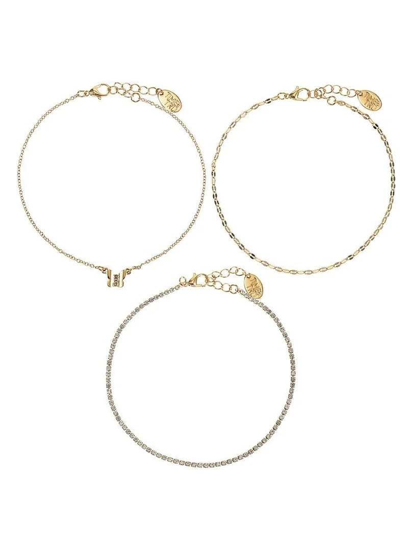 Time and Tru Women's Goldtone Butterfly Motif Anklet Set, 3 Pieces | Walmart (US)
