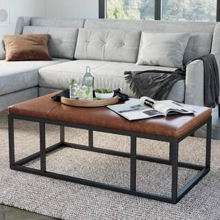 Nelson 47 in. Warm Brown/Black Large Rectangle Wood Coffee Table with Storage | The Home Depot