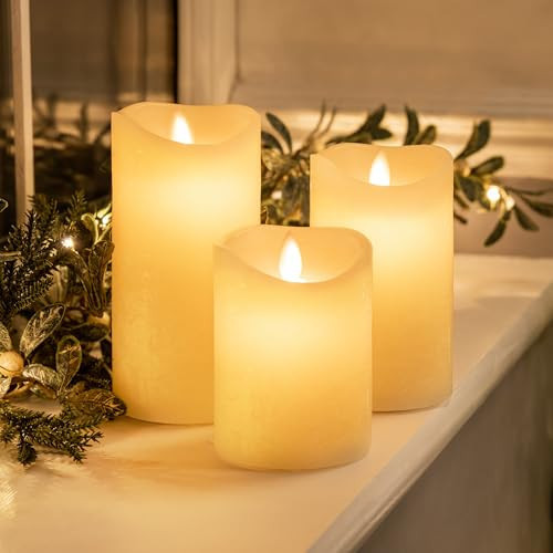 CHRISTOW Flameless LED Candles Battery Operated Real Wax Flickering Flame Set of 3 | Amazon (UK)