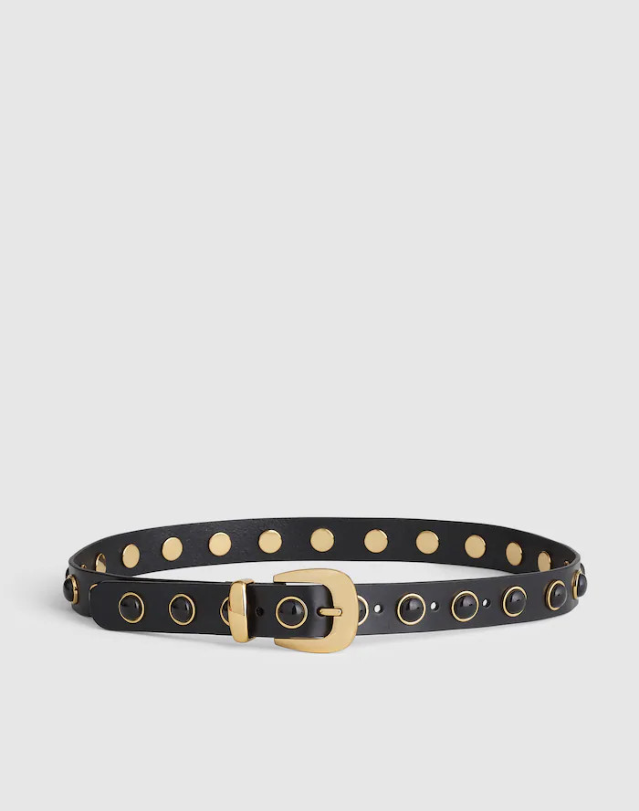 Cabochon-Studded Leather Western Belt | Madewell
