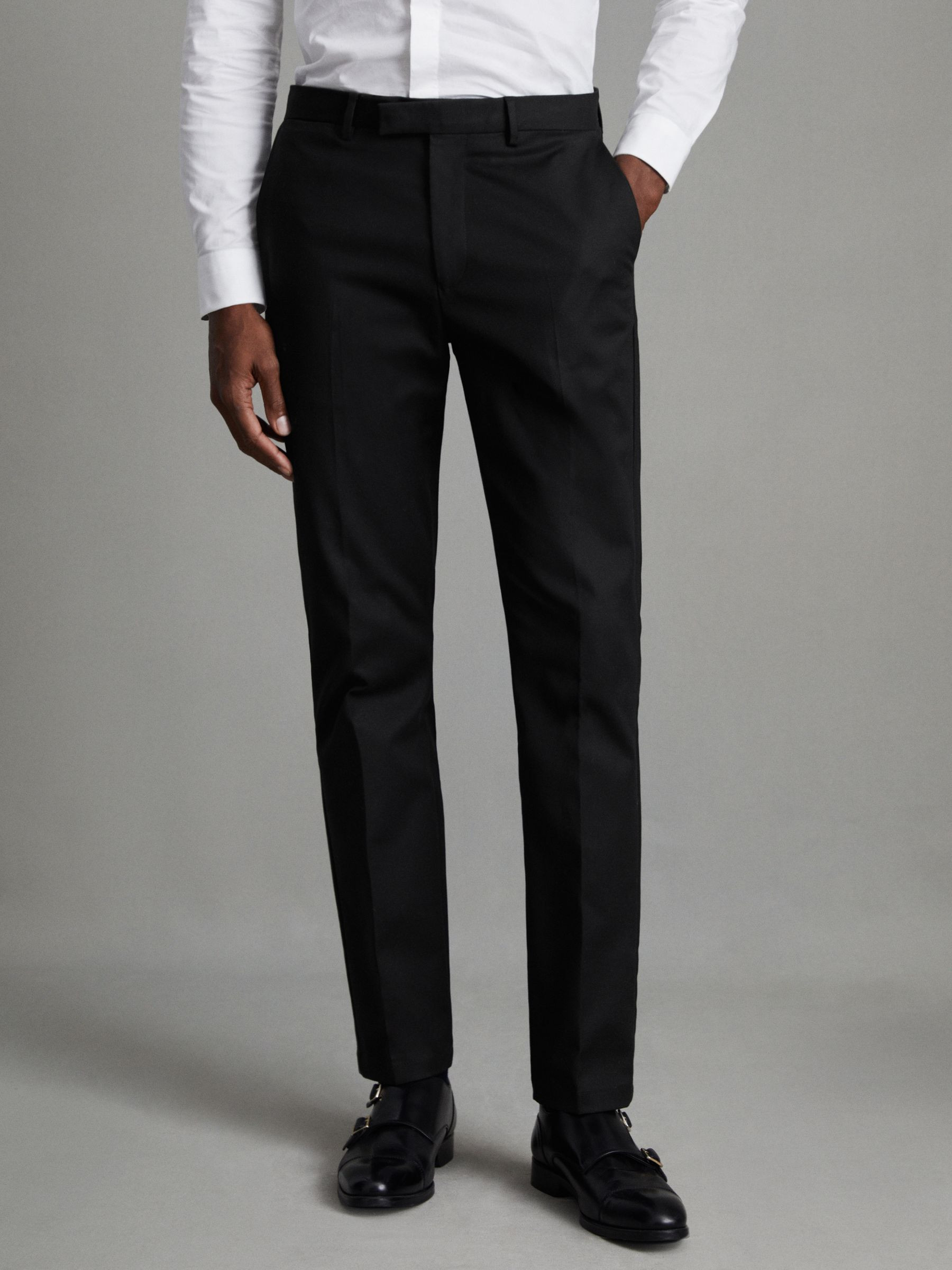 Reiss Slim Fit Cotton Blend Chinos in Black - REISS | Reiss UK