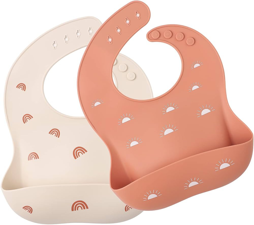 ROCCED Baby Silicone Bibs 2 Sets Baby Bibs with Food Catcher for Girls Boys Toddlers BPA Free Wat... | Amazon (US)