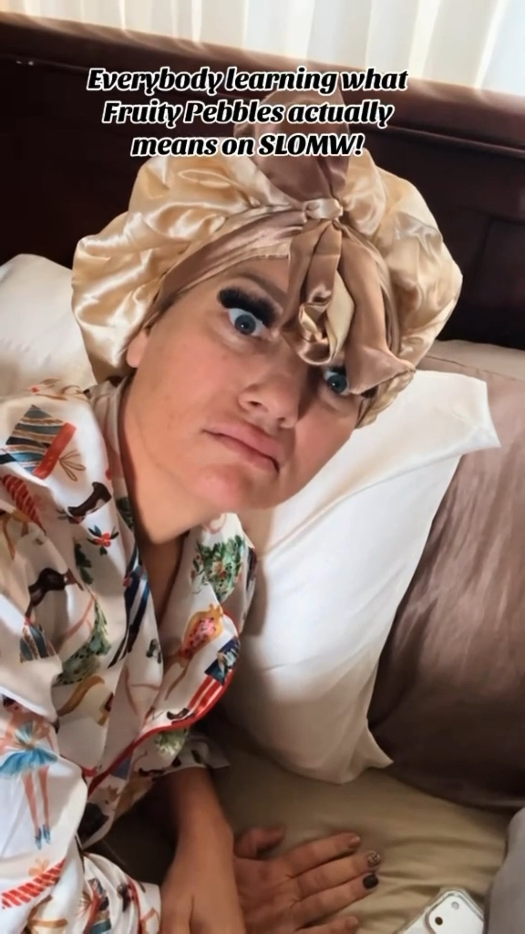 IYKYK 🤢.  In other news, did you know sleeping with a satin pillow case or bonnet is great for your hair? If not, it is! 😅 #funny #laughter #SLOMW #satinhairbonnet #satinpjs #christmaspajamas 

#LTKvlog #LTKstorytime