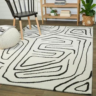 Pollock Modern Abstract Area Rug - 7'10" x 10' - Cream | Bed Bath & Beyond
