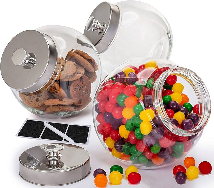 Glass Cookie Jars for Kitchen Counter (3 Pack) 75oz Food Storage Canisters with Airtight Lids + M... | Amazon (US)