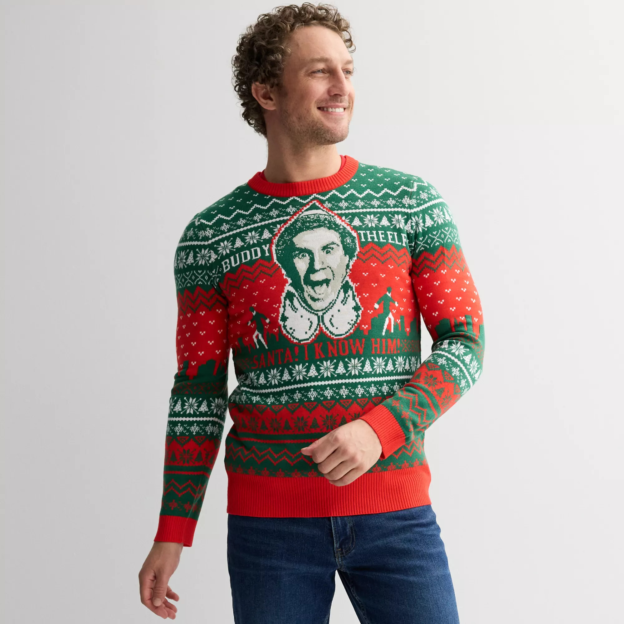 Men's Buddy The Elf Graphic Intarsia Sweater | Kohl's