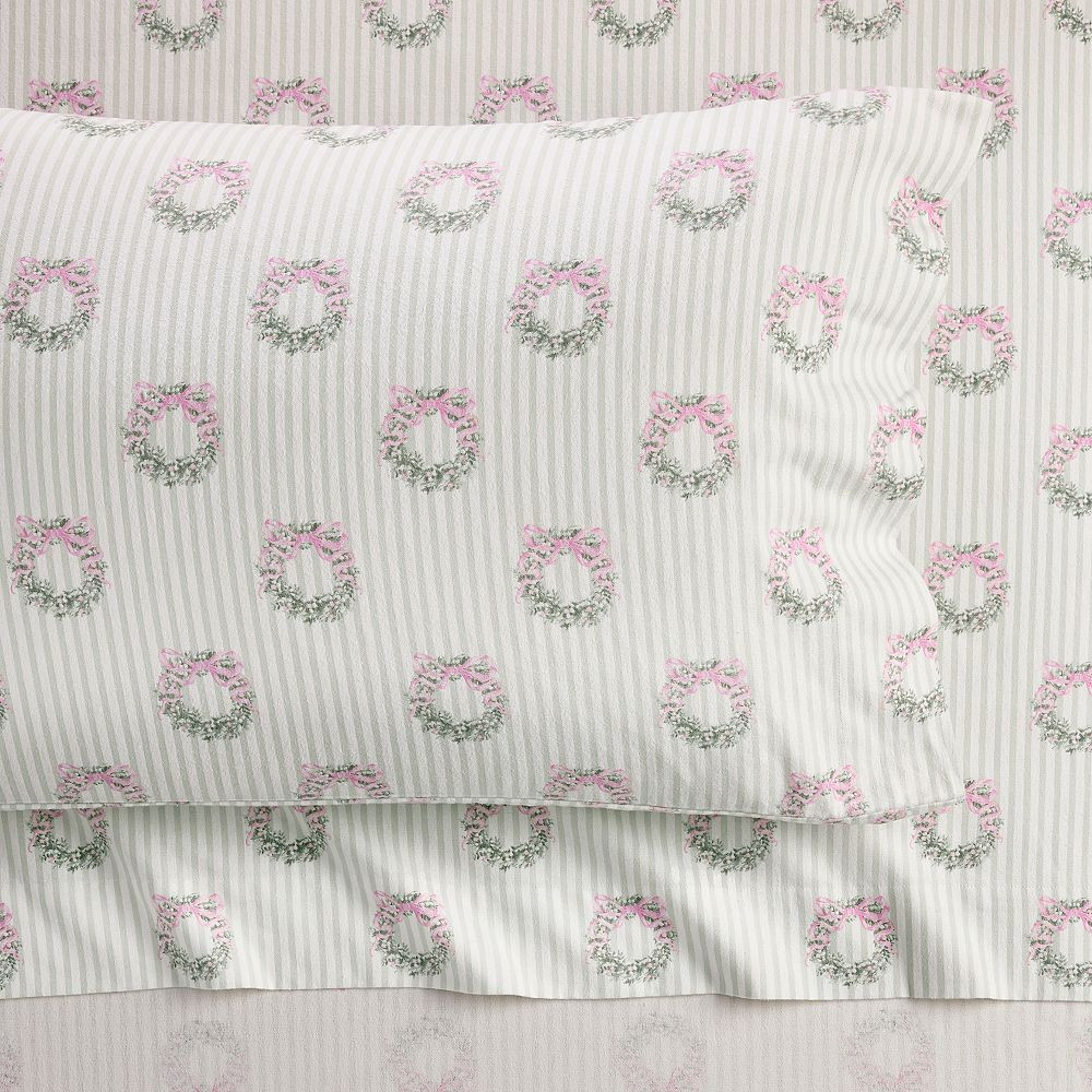 Georgia Wreath Flannel Sheet Set | Pottery Barn Teen