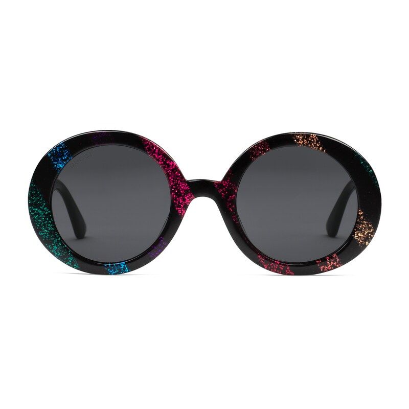 Round-frame glitter stripe acetate sunglasses | Gucci (US)