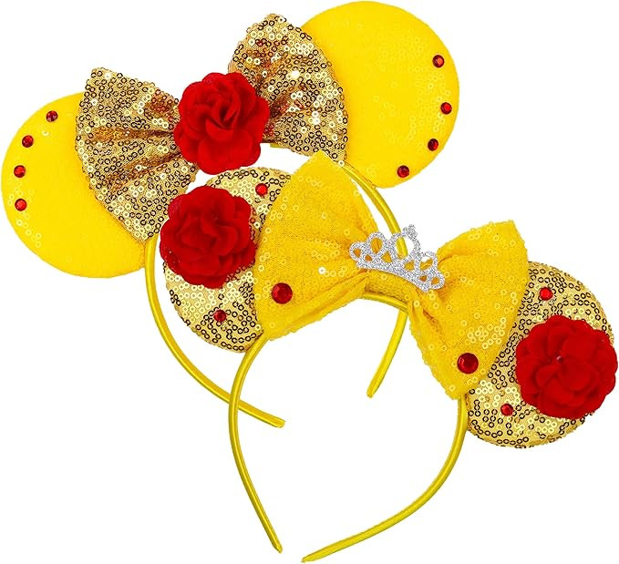 2Pcs Christmas Mouse Ears Headbands Christmas Sequin Santa Reindeer Christmas Headband Park Ears ... | Amazon (US)