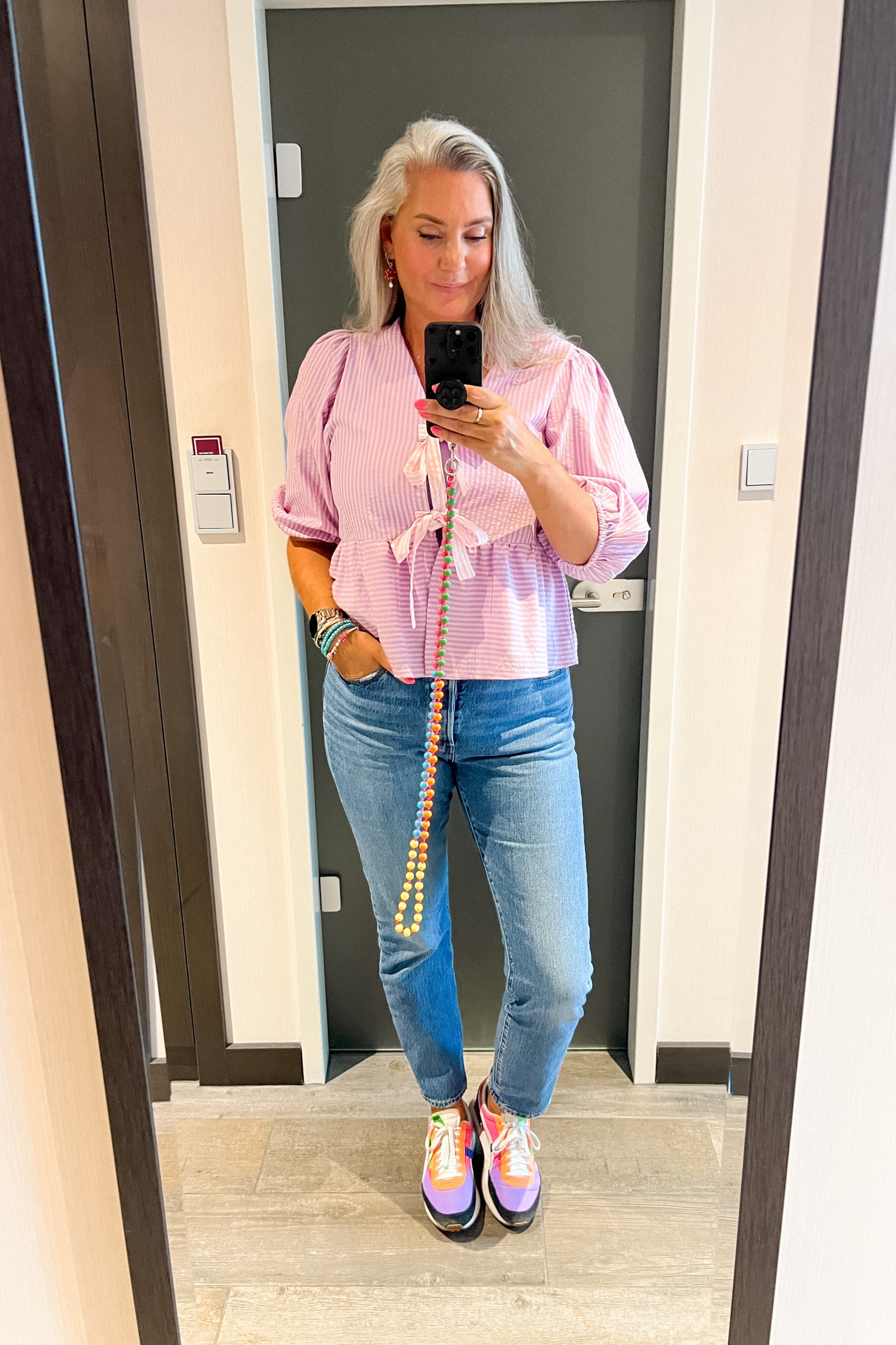 Ootd - Wednesday. Pink and lilac striped bow blouse from Loavies over a lilac tank top paired with Levi’s 501 jeans and Puma ride on sneakers. 



#LTKnederlands #LTKeurope #LTKstyletip