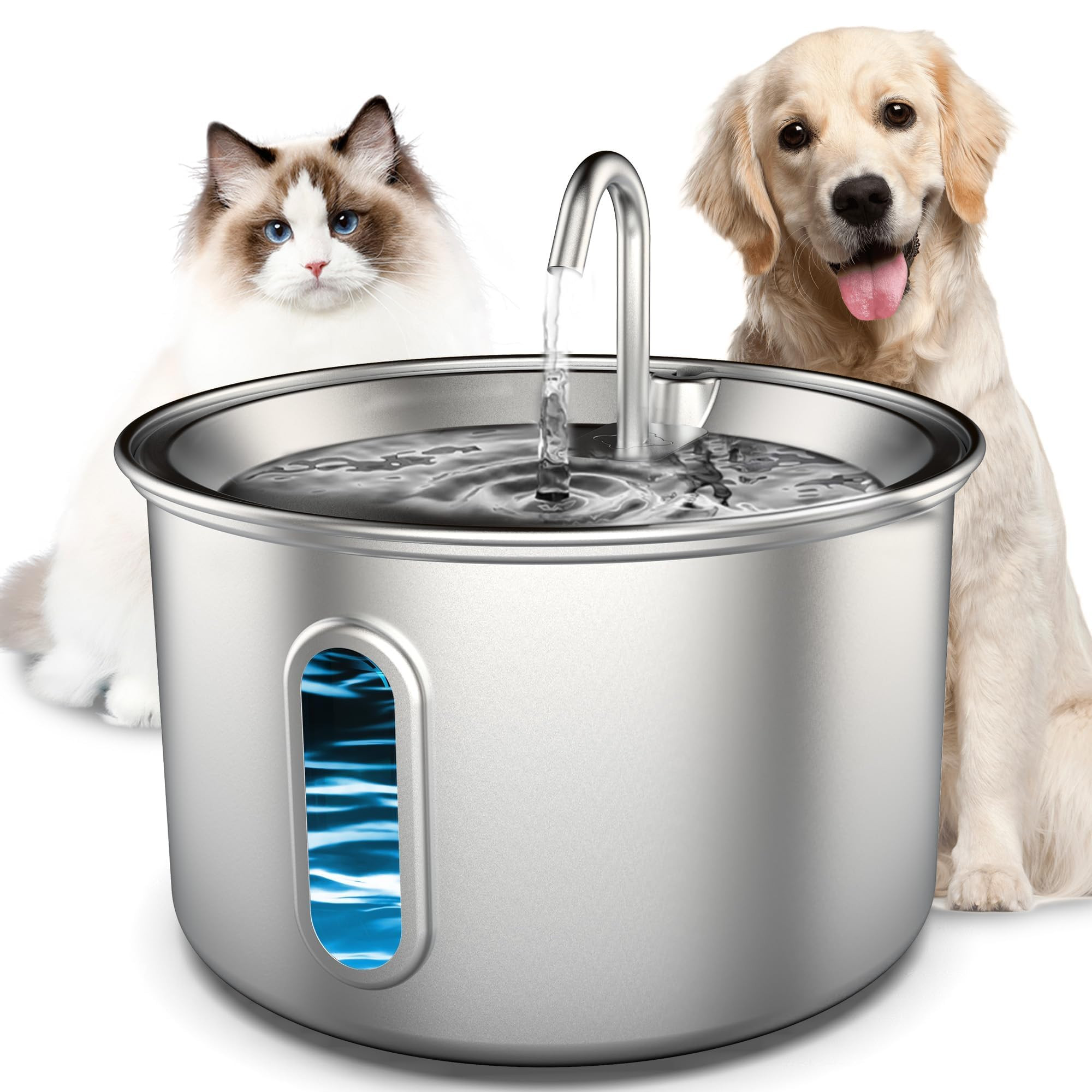 Cat Water Fountain Stainless Steel, 3.2L/108oz Pet Water Fountain for Drinking, Automatic Cat Wat... | Amazon (US)