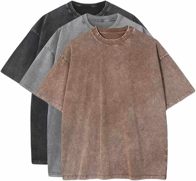 3 Pcs Oversized T-Shirts Heavy Cotton Washed Summer Vintage Tee Loose Fit Short Sleeve Casual Shi... | Amazon (US)