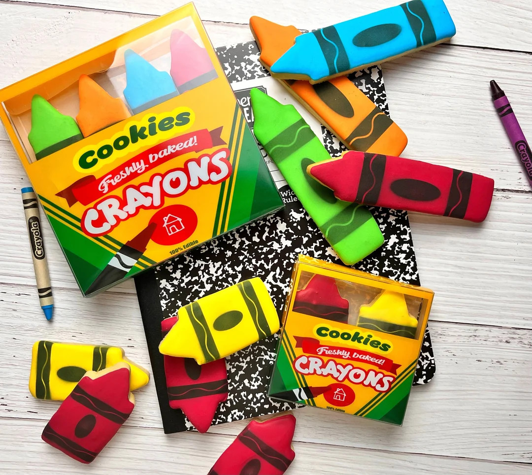 Crayon Back to School cookie, Teacher Appreciation cookies, First Day of School cookies, Teacher ... | Etsy (US)
