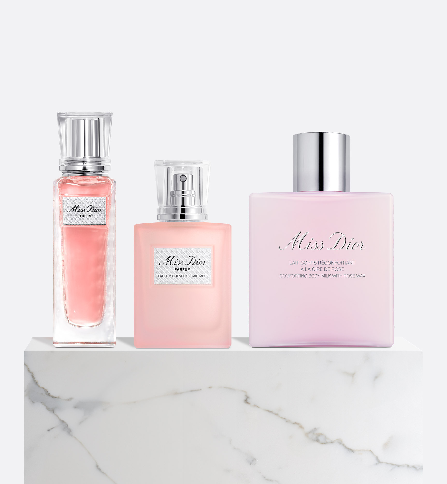 Miss Dior Parfum, Body Milk and Hair Mist Holiday Gift Set 2024 Edition-NEW Miss Dior Parfum Roller-Pearl, Body Milk & Miss Dior Hair Mist | Dior Beauty (US)