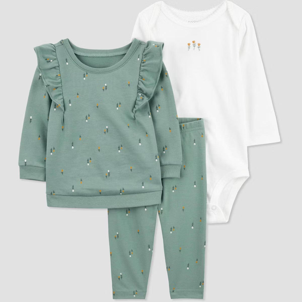 Carter's Just One You® Baby Girls' Floral Top & Bottom Set - Green/White | Target