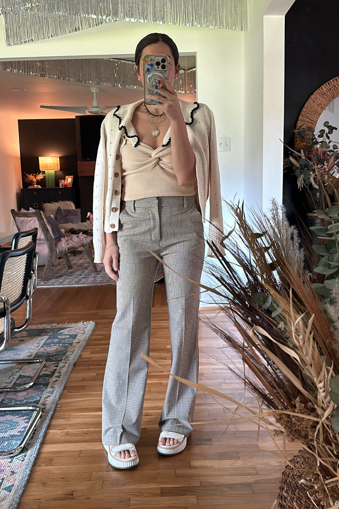 LOVE having a strapless option to layer during these 🔥 months! I always feel that when I have multiply textures and pieces in a look, it’s more out together and polished! 

I’m still not over the color 🤎 being a trend and will be wearing this color until I die! Pairing neutral tops back to a plaid or herringbone pant is one of my favorite ways to pull off this trend.

Size down in the top, but once you do, you’re good to wash and dry! Linking pieces for indoor, to achieve this look! 

#LTKFindsUnder50 #LTKWorkwear #LTKStyleTip