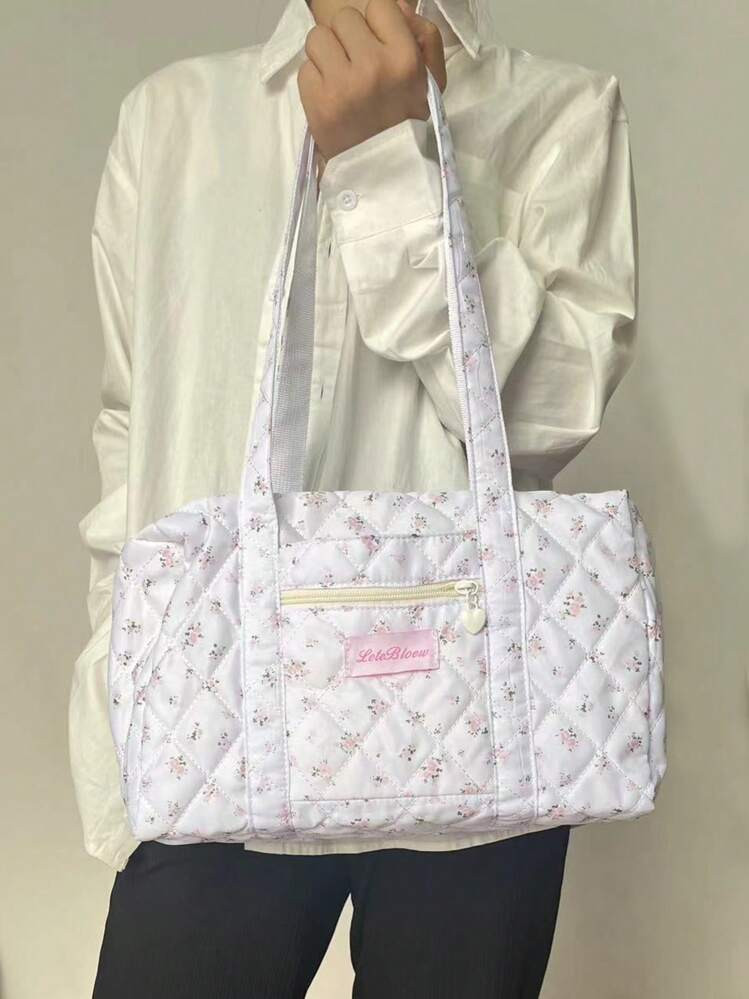 Niche Large Capacity Short Trip Tote Bag, Ditsy Floral, Big Capacity Shoulder Bag With Padded & E... | SHEIN