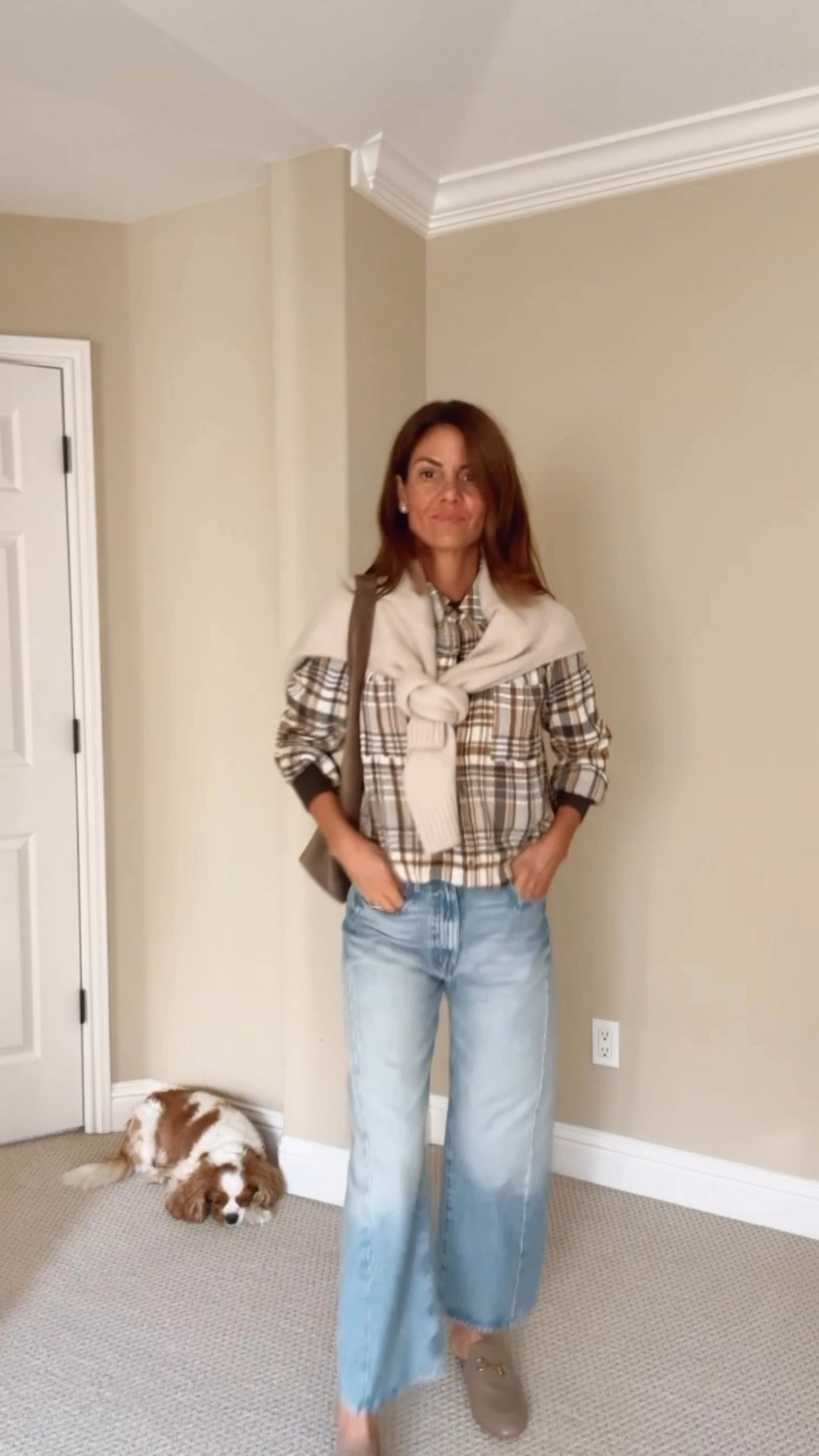 Get ready with me for Fall. I am styling a plaid shirt with a long sleeves crewneck, cashmere sweater, and jeans.  Added mules and a suede bag to complete the look. Perfect everyday casual outfit  

#LTKStyleTip #LTKOver40 #LTKFindsUnder100