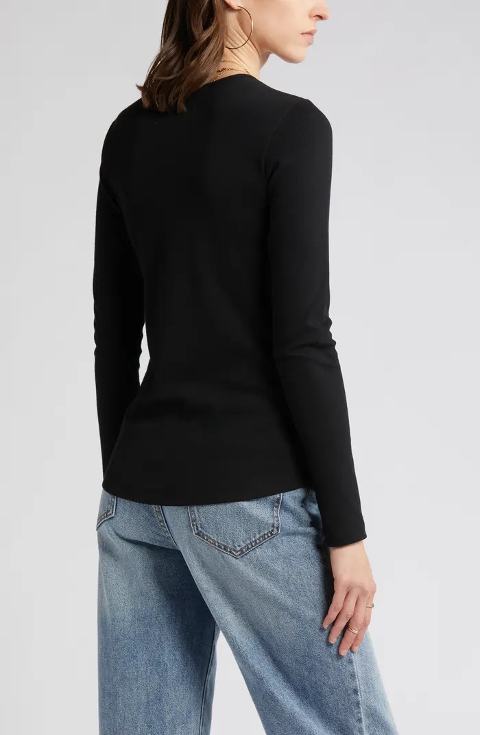 Rib Crewneck Long Sleeve Top | Nordstrom