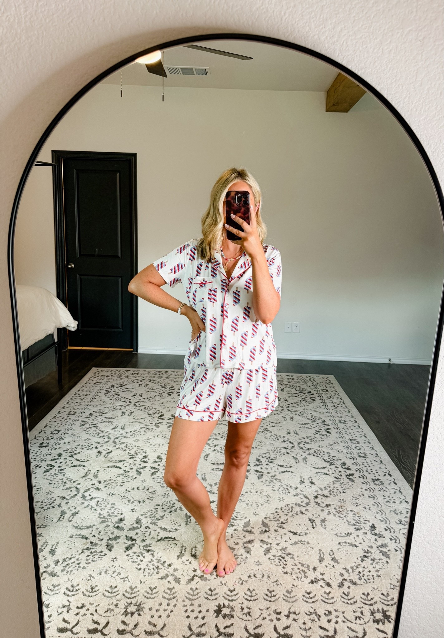 Red white and blue pjs! Wearing a small!

#LTKootd